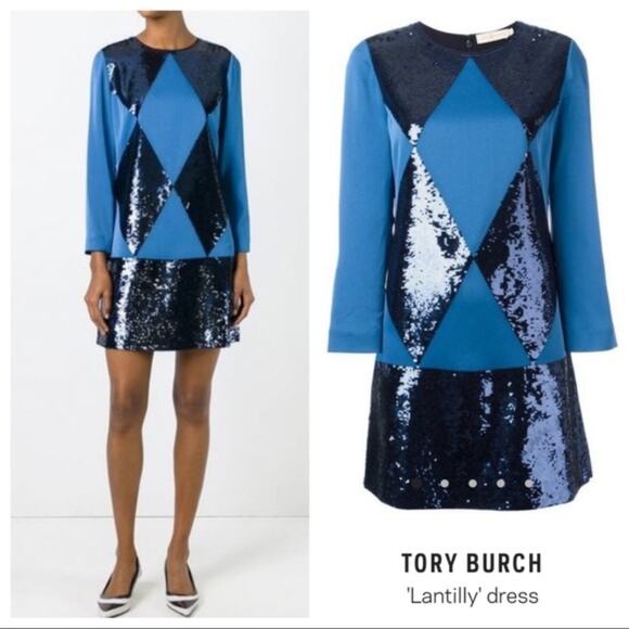Tory Burch Sequin Cocktail Shift Dress - Picture 2 of 5